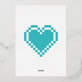 En Aluminium Notre invitation Cœurs 8 bits sous film turquoise (Verso)