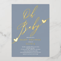 Oh Baby Baby shower Foil Invitation