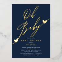 Oh Baby Baby shower Foil Invitation