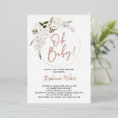 En Aluminium Oh Baby floral vrai or rose Foil Invitation (Debout devant)