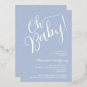 En Aluminium Oh Bébé ! Invitation Bleue pour la Baby Shower Gar