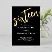 En Aluminium Or seize anniversaire invitation (Debout devant)