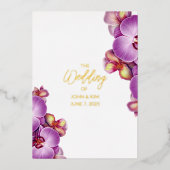 En Aluminium Orchidées Mariage Gold Foil Invitation (Recto)