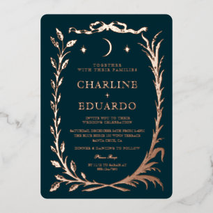 En Aluminium Ornement de lierre or indigo Invitation de mariage