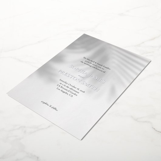 En Aluminium Palm Tree Shadow Mariage moderne Invitation avec h (Rotation)