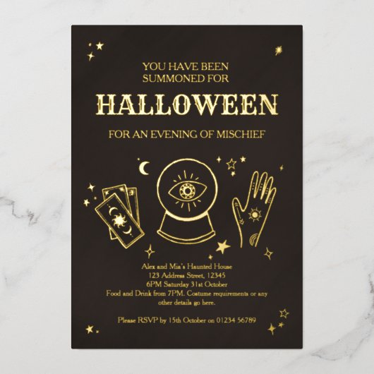 En Aluminium Palmistry Witchy Halloween Party Invitation (Recto)