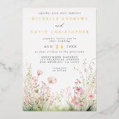 En Aluminium Pastel Fleur sauvage Mariage Foil Invitation (Recto)