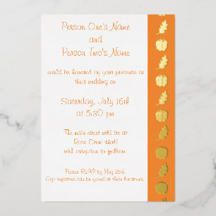 En Aluminium Patch citrouille dans Orange Foil Invitation