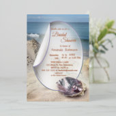 En Aluminium Perles sur la plage Foil Invitation (Debout devant)