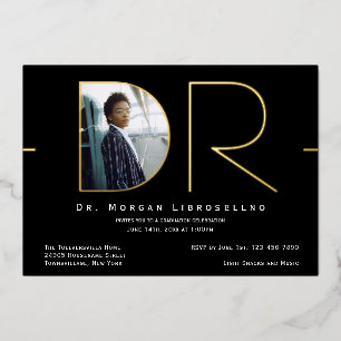 En Aluminium Photo d'or moderne DR Graduation Foil Invitation