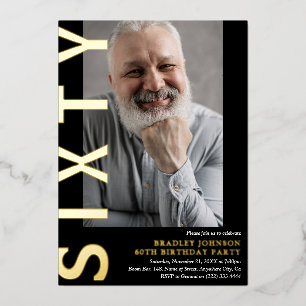 En Aluminium Photo moderne SIXTY 60th Birthday Party Invitation