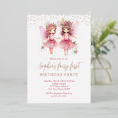 En Aluminium Pink Fairy 1er Anniversaire Fête Invitation (Debout devant)