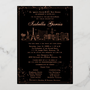 En Aluminium Pink Gold Las Vegas Quinceañera Invitation d'anniv