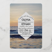 En Aluminium Plage de mer Mariage côtier Foil Invitation (Recto)