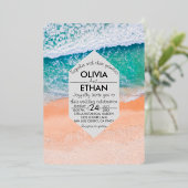 En Aluminium Plage marine bleu Mariage Foil Invitation (Debout devant)