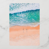 En Aluminium Plage marine bleu Mariage Foil Invitation (Verso)