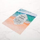 En Aluminium Plage marine bleu Mariage Foil Invitation (Rotation)