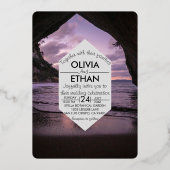 En Aluminium Plage marine bleu Mariage Foil Invitation (Recto)