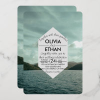 Plage marine bleu Mariage Foil Invitation
