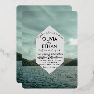 En Aluminium Plage marine bleu Mariage Foil Invitation