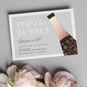 En Aluminium Pop The Bubbly Anniversaire Foil Invitation