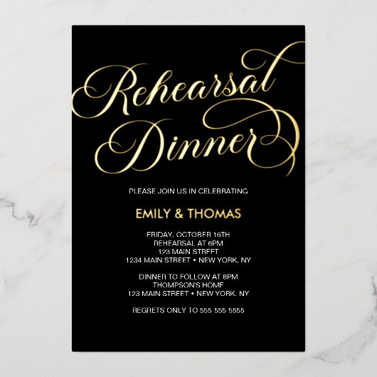 En Aluminium Rehearsal dinner Elegant Foil Invitation (Recto)