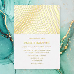 En Aluminium Ripple Gold Stripes Mariage Foil Invitation
