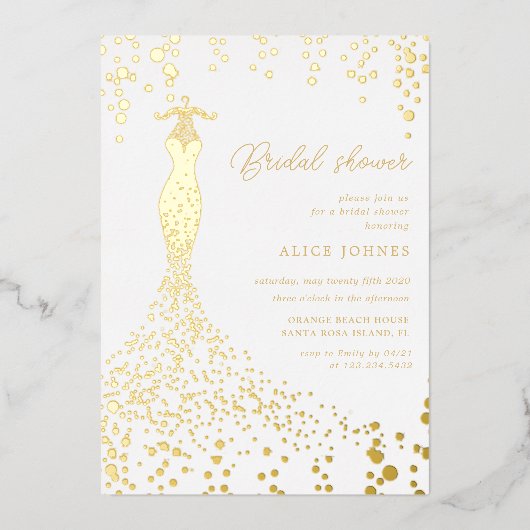 En Aluminium robe dorée nuptiale semelle invitation (Recto)