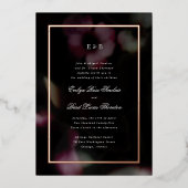 En Aluminium Romantique Noir Foil Frame Mariage Invitation (Recto)