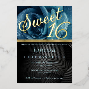 En Aluminium Rose bleu doux 16 Invitation Foil Invitation