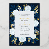 En Aluminium Rose crème Mariage Blue Foil Invitation (Recto)