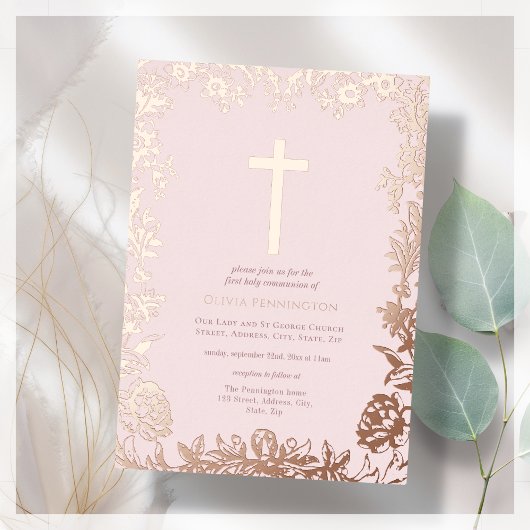 En Aluminium Rose Doré | Invitation à la première communion