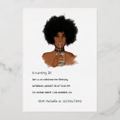 En Aluminium Rose Gold Afro Anniversaire Foil Invitation (Verso)