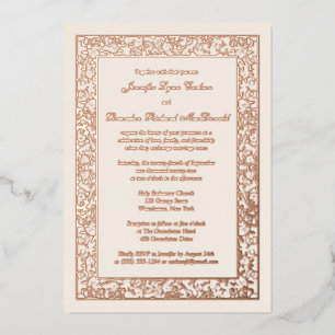 En Aluminium Rose Gold Foil Floral Filigree Mariage Invitation