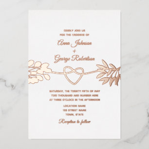 En Aluminium Rose Gold Foliage Mariage Foil Invitation