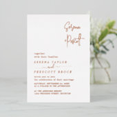 En Aluminium Rose Gold Script Mariage Real Foil Invitation (Debout devant)
