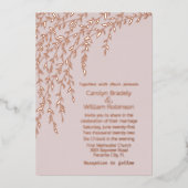 En Aluminium Rose Gold Willows Blush Mariage Foil Invitation (Recto)