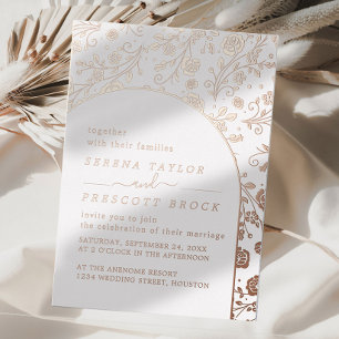 En Aluminium Rose moderne Mariage or Real Foil Invitation