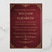 En Aluminium Royal Burgundy & Gold Wedding Invitation (Devant)