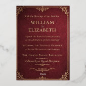 En Aluminium Royal Burgundy & Gold Wedding Invitation (Verso)