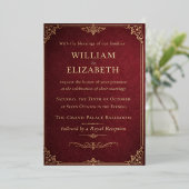 En Aluminium Royal Burgundy & Gold Wedding Invitation (Debout devant)