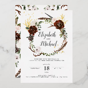 En Aluminium Rustique Floral Invitation de mariage bohème bot