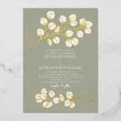 En Aluminium Sage Green Glod Mariage Real Foil Invitation (Recto)