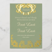 En Aluminium Sage Green Rustic Royal Mariage Foil Invitation (Recto)