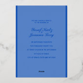 En Aluminium Sapphire Mariage Gold Foil Invitation (Verso)