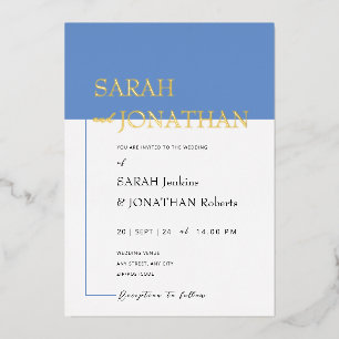 En Aluminium SARAH Moderne Bleu Minimaliste Réel Invitation Foi