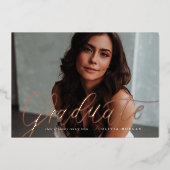 En Aluminium Script Grad Moderne Graduation Foil Invitation (Recto)