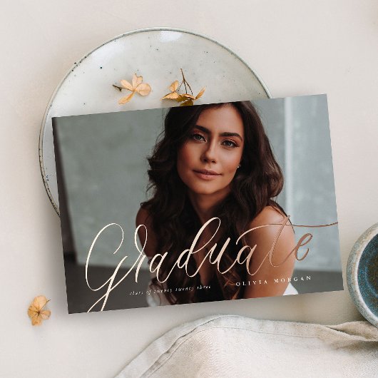 En Aluminium Script Grad Moderne Graduation Foil Invitation