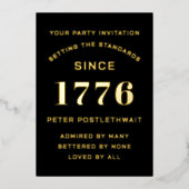 En Aluminium Script Moderne Invitation Anniversaire Noir Et Or (Recto)