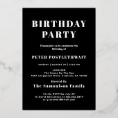 En Aluminium Script Moderne Invitation Anniversaire Noir Et Or (Verso)